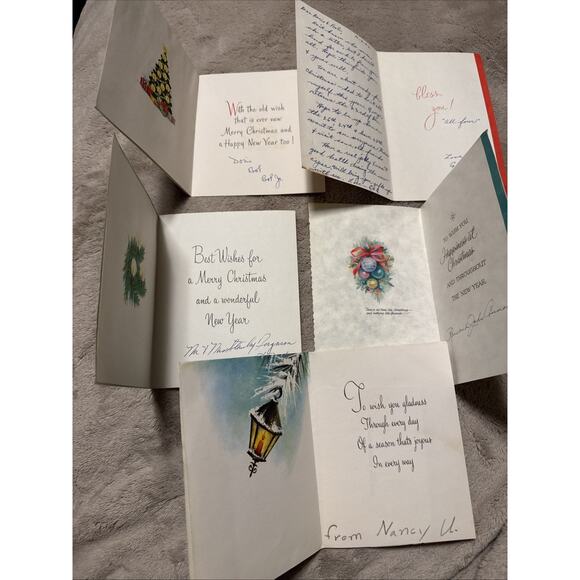 Vintage Lot Of 5 used Christmas Greeting Cards - Picture 4 of 5